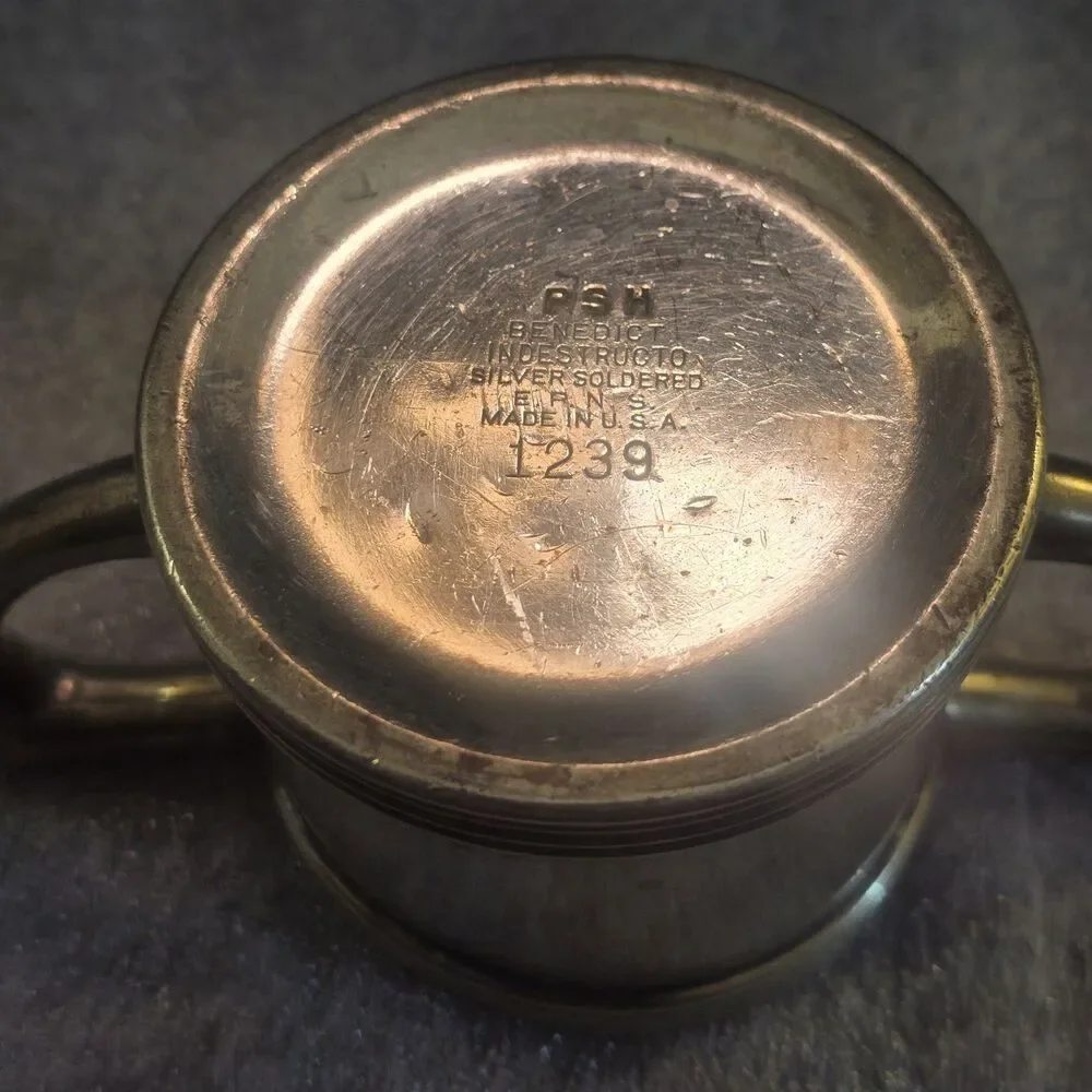 Benedict Indestructo Silver Soldered Sugar Bowl & Creamer PSH EPNS #1235 1239